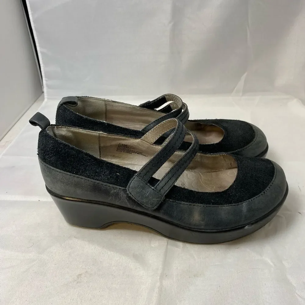 Jambu Women's Size 7.5M Leather Mary Jane Sport Wedge Shoes black